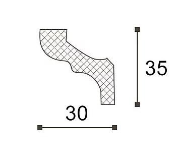 Потолочный плинтус NMC LX-35 200 см 35х30 мм