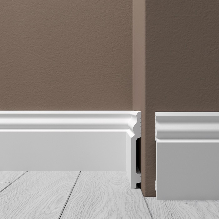 Напольный плинтус 100х13 мм Де-Багет XPS POLYMER Н 2 из ударопрочного полимера белый 2 м