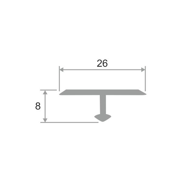 Т-образный профиль латунный 26 мм ЛПТ-26 Латунь браш 2,7 м