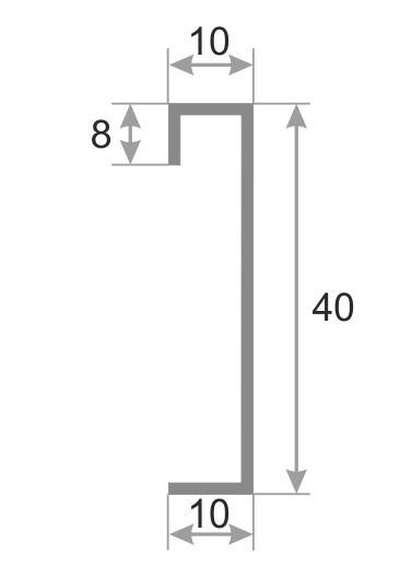 Плинтус с кабель-каналом из нержавеющей стали 40 мм H40 SG Серебро глянец 2,5 м