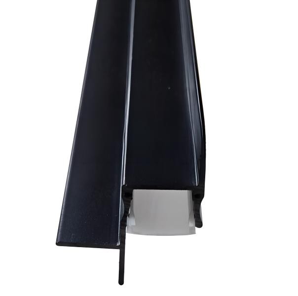 Алюминиевый плинтус потолочный с LED подсветкой H-2 LED 39х33 с экраном черный 3м