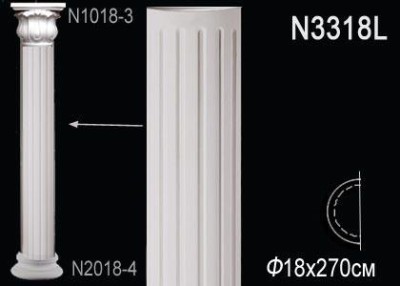 Полуколонна тело Перфект N3318L 2700х180х90 мм белый полиуретан
