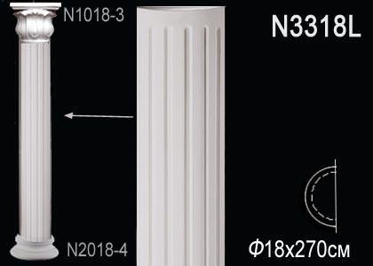 Полуколонна тело Перфект N3318L 2700х180х90 мм белый полиуретан