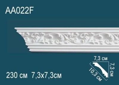 Гибкий потолочный плинтус с орнаментом Перфект AA022F 73х103х73 мм 2,3 м белый полиуретан