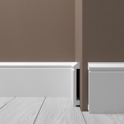 Напольный плинтус 100х15 мм Де-Багет XPS POLYMER Н 4 из ударопрочного полимера белый 2 м