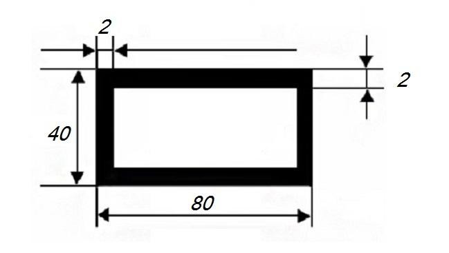 Алюминиевый бокс прямоугольный 40х80х2 мм 3 м