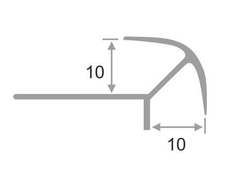 Алюминиевый профиль под плитку для внешних углов ПО-10х10 Серебро глянец 2,7 м