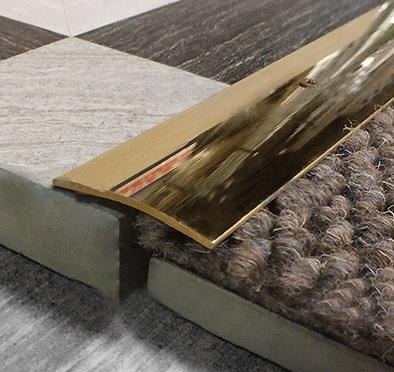 Одноуровневый порог из полированной латуни 40 мм LPOS 40 2,7 м