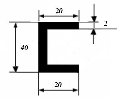 Алюминиевый швеллер 20х40х20х2 мм 3 м