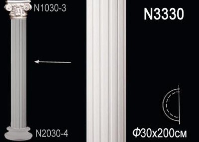 Полуколонна тело Перфект N3330 2000х300х150 мм белый полиуретан
