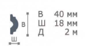 Потолочный плинтус NMC LX-44 200 см 40х18 мм