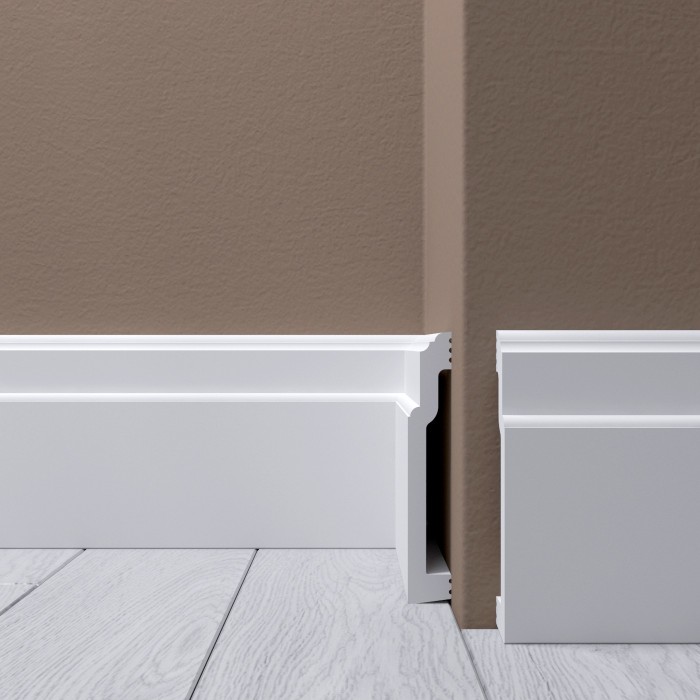 Напольный плинтус 110х18 мм Де-Багет XPS POLYMER Н 9 из ударопрочного полимера белый 2 м