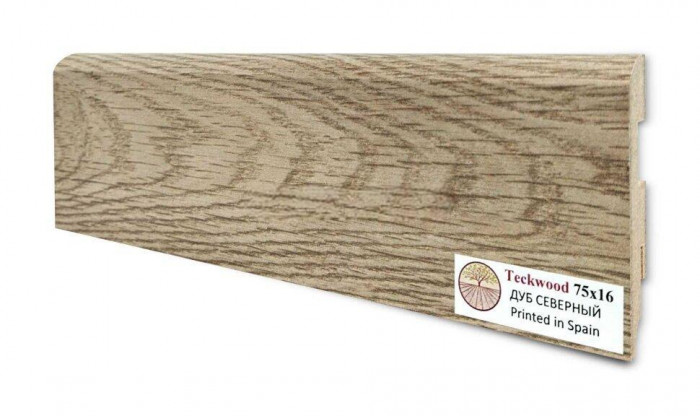 Плинтус для пола 75х16 мм Teckwood Дуб Северный цветной МДФ 2.15 м