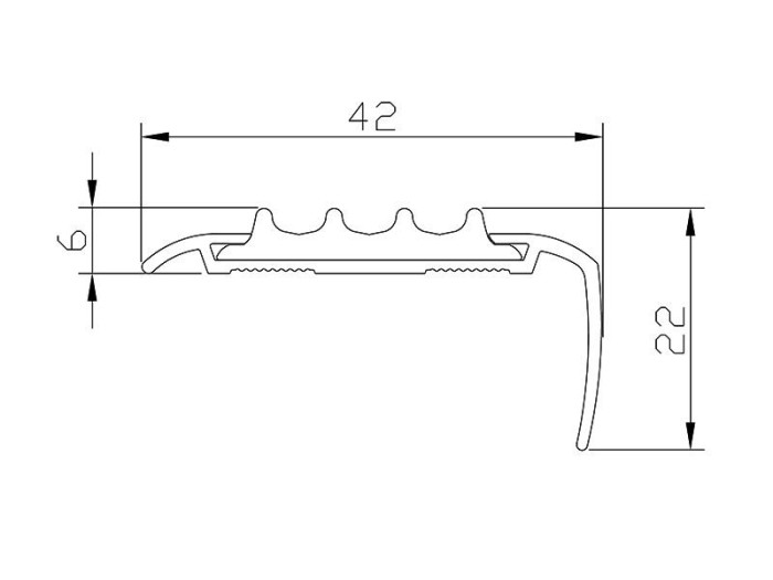 Угловой профиль противоскользящий 42х22 мм Евроступень АУ-42 Жёлтый 2,5 м