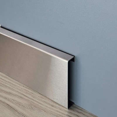 Плинтус с кабель-каналом из нержавеющей стали 60 мм H60 SGB Серебро глянец браш 2,5 м