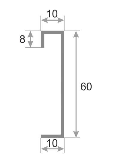 Плинтус с кабель-каналом из нержавеющей стали 60 мм H60 SGB Серебро глянец браш 2,5 м