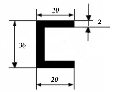 Алюминиевый швеллер 20х36х20х2 мм 3 м