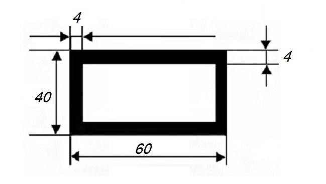 Алюминиевый бокс прямоугольный 40х60х4 мм 3 м