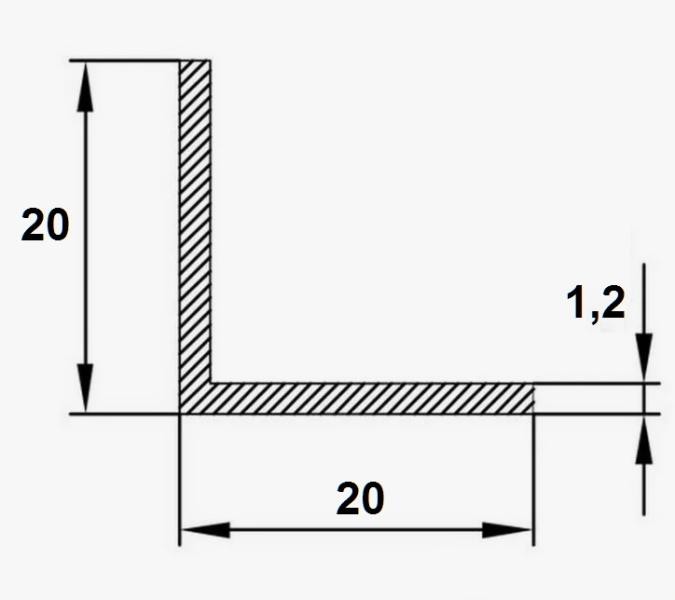 Алюминиевый уголок 20х20х1,2 мм 3 м без покрытия