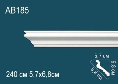 Потолочный плинтус Перфект AB185 68х88х57 мм 2,4 м белый полиуретан
