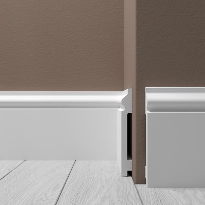 Напольный плинтус 120х15 мм Де-Багет XPS POLYMER Н 5 из ударопрочного полимера белый 2 м