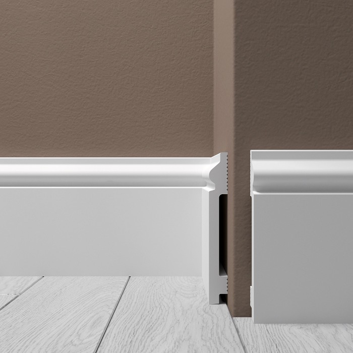 Напольный плинтус 120х15 мм Де-Багет XPS POLYMER Н 5 из ударопрочного полимера белый 2 м