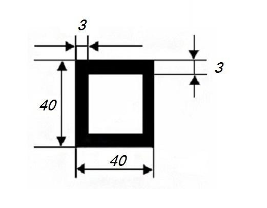 Алюминиевый бокс квадратный 40х40х3 мм 3 м