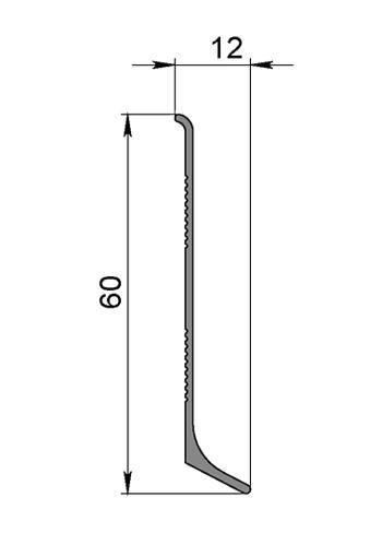 Напольный плинтус алюминиевый 60 мм Мега-Трейд ЛП-60 Чёрный 3м арт.0033