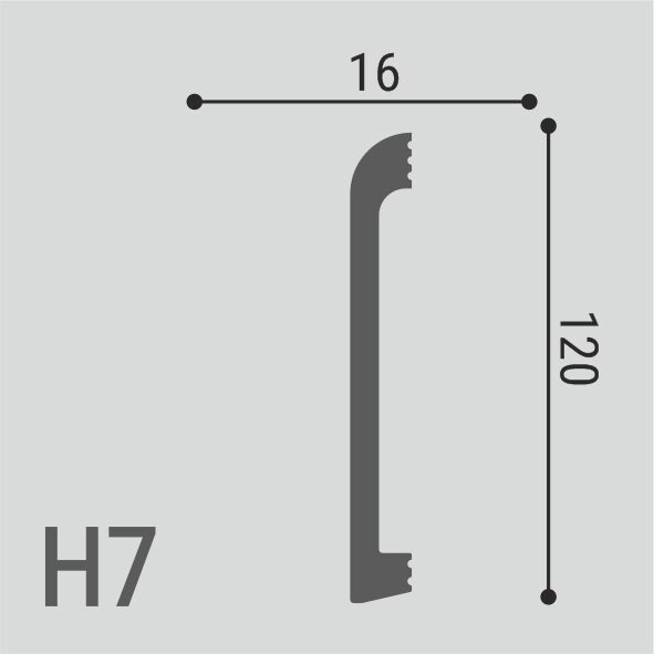 Напольный плинтус 120х16 мм Де-Багет XPS POLYMER Н 7 из ударопрочного полимера белый 2 м