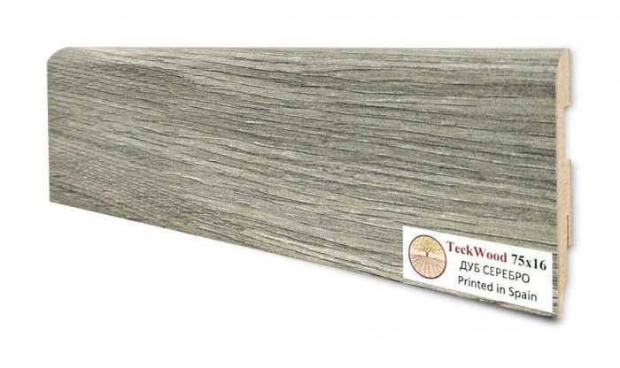 Плинтус для пола 75х16 мм Teckwood Дуб Серебро цветной МДФ 2.15 м
