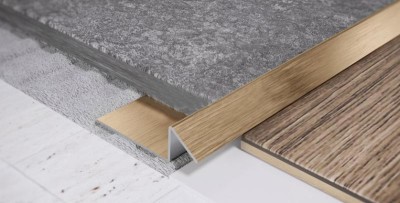 Наружный стальной профиль для плитки FSG 12 GM Золото сатинированное 2,7 м