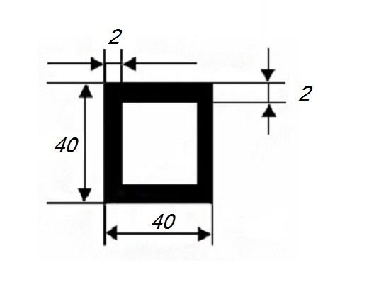 Алюминиевый бокс квадратный 40х40х2 мм 3 м