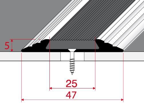 Алюминиевый порог с резиновой вставкой 47 мм Effector A 10-00 Золото 2,7 м