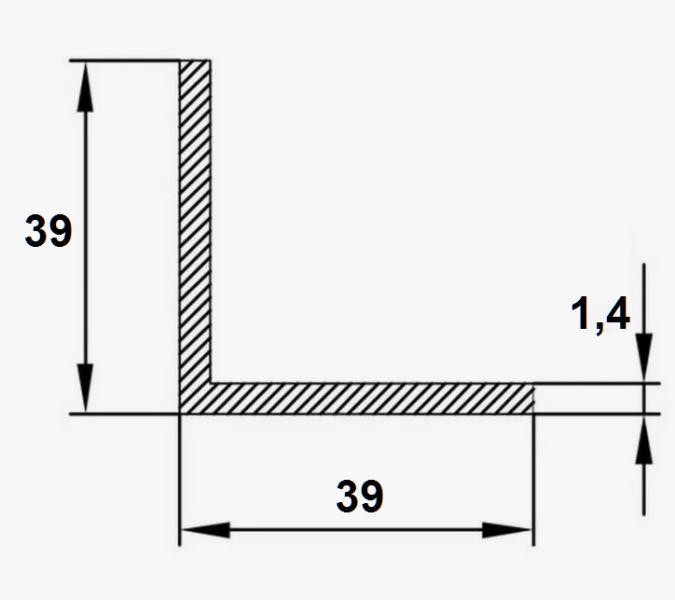 Алюминиевый уголок 39х39х1,4 мм 3 м без покрытия