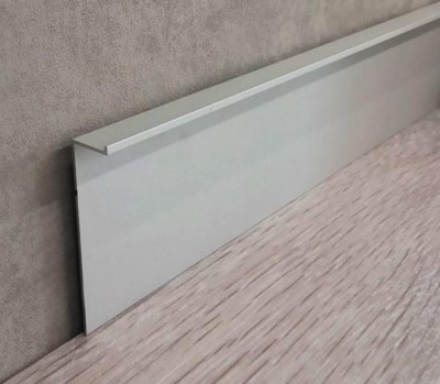 Теневой плинтус алюминиевый под гипсокартон ПТ-1/60 ЭКО серебро 3м