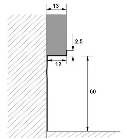 Теневой плинтус алюминиевый под гипсокартон ПТ-1/60 ЭКО серебро 3м