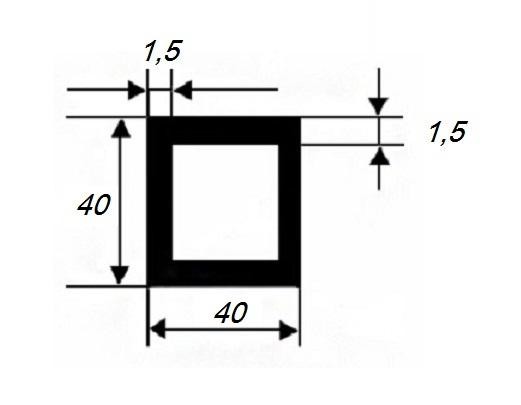 Алюминиевый бокс квадратный 40х40х1,5 мм 3 м