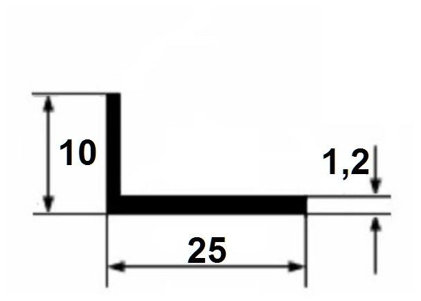 Алюминиевый уголок 10х25х1,2 мм 3 м серебро анодированный