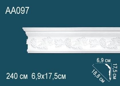 Потолочный плинтус с орнаментом Перфект AA097 175х188х69 мм 2,4 м белый полиуретан
