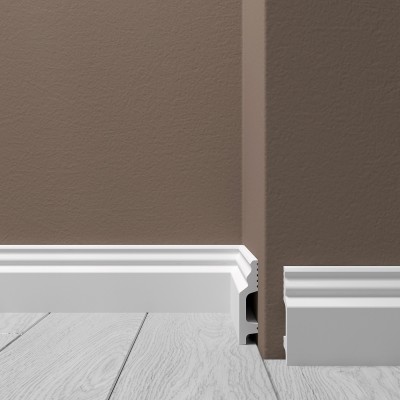 Напольный плинтус 60х13 мм Де-Багет XPS POLYMER Н 1 из ударопрочного полимера белый 2 м