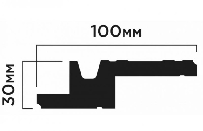 Потолочный плинтус 100х30 мм Hiwood A100V1 белый 2м
