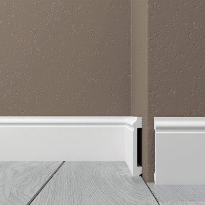 Напольный плинтус 80х13 мм Де-Багет XPS POLYMER Н 80 из ударопрочного полимера белый 2 м