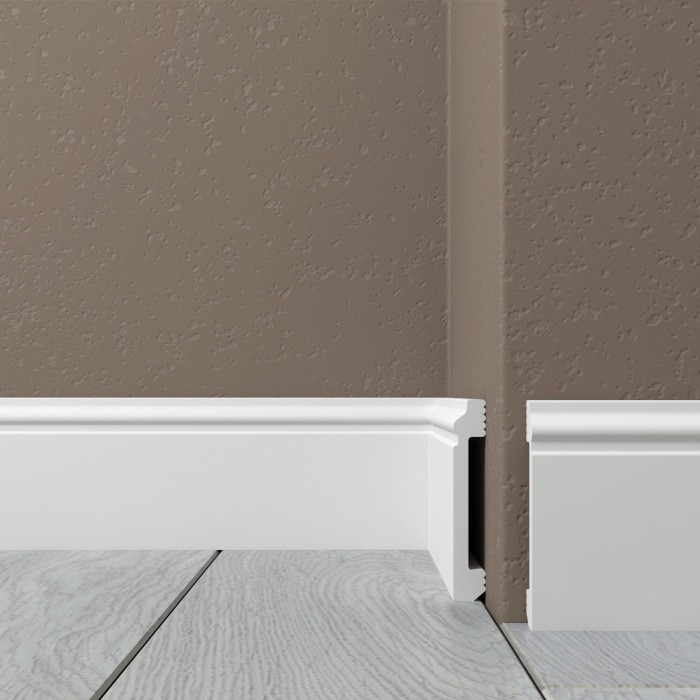 Напольный плинтус 80х13 мм Де-Багет XPS POLYMER Н 80 из ударопрочного полимера белый 2 м