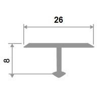 Профиль Т-образный алюминиевый 26 мм ПТ-26 Графит глянец 2,7 м