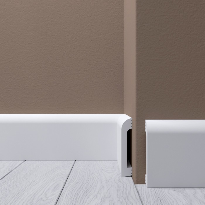 Напольный плинтус 80х15 мм Де-Багет XPS POLYMER Н 6 из ударопрочного полимера белый 2 м