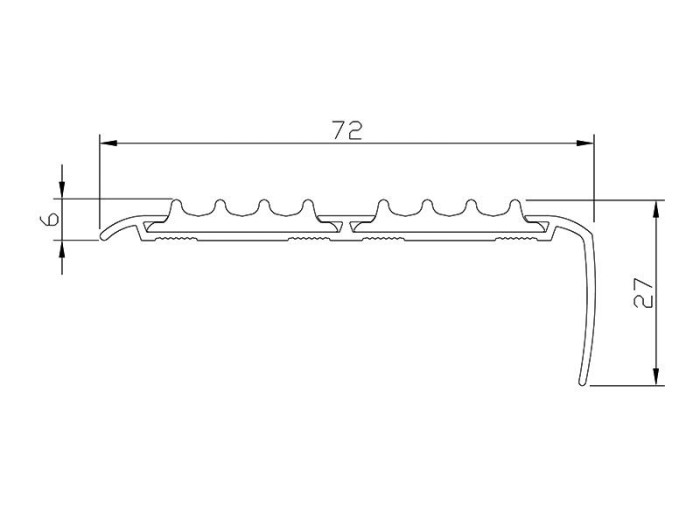 Угловой порог противоскользящий 72х27 мм Евроступень АУ-72 Чёрный 2,5 м