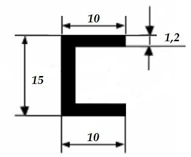 Алюминиевый швеллер 10х15х10х1,2 мм 3 м