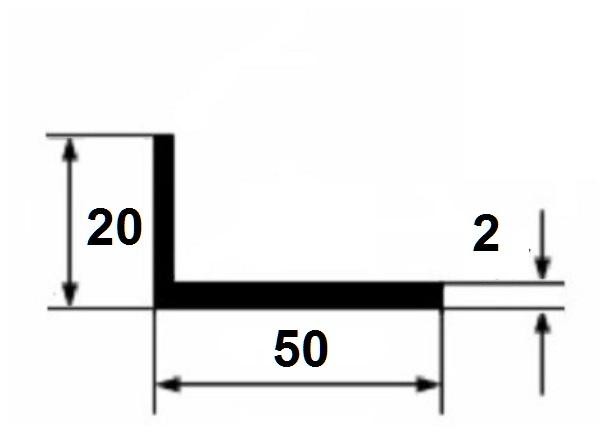 Алюминиевый уголок 20х50х2 мм 3 м серебро анодированный