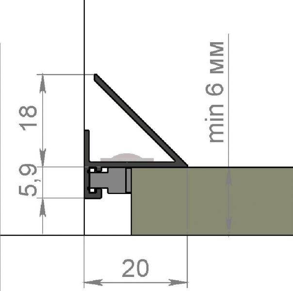 Алюминиевый микроплинтус с LED подсветкой Мега-Трейд МП-24LED Серебристый 2м арт.2335