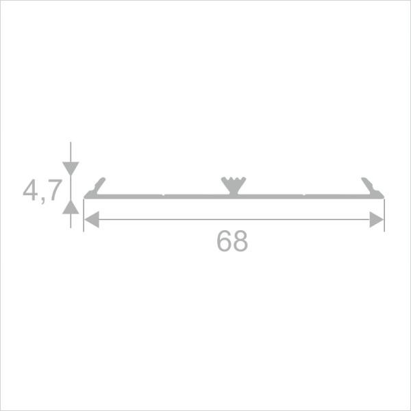 Одноуровневый порог из алюминия с 2 резиновыми вставками 68 мм ПО-200-00 Алюминий 2.7 м